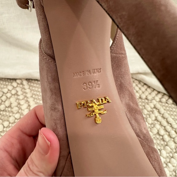 Prada suede ankle strap platform peep toe purple high heels - Picture 3 of 11